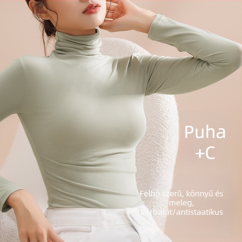 Női modal garbónyakú termikus felső, hosszú ujjú, slim fit, 181–200 g/m²