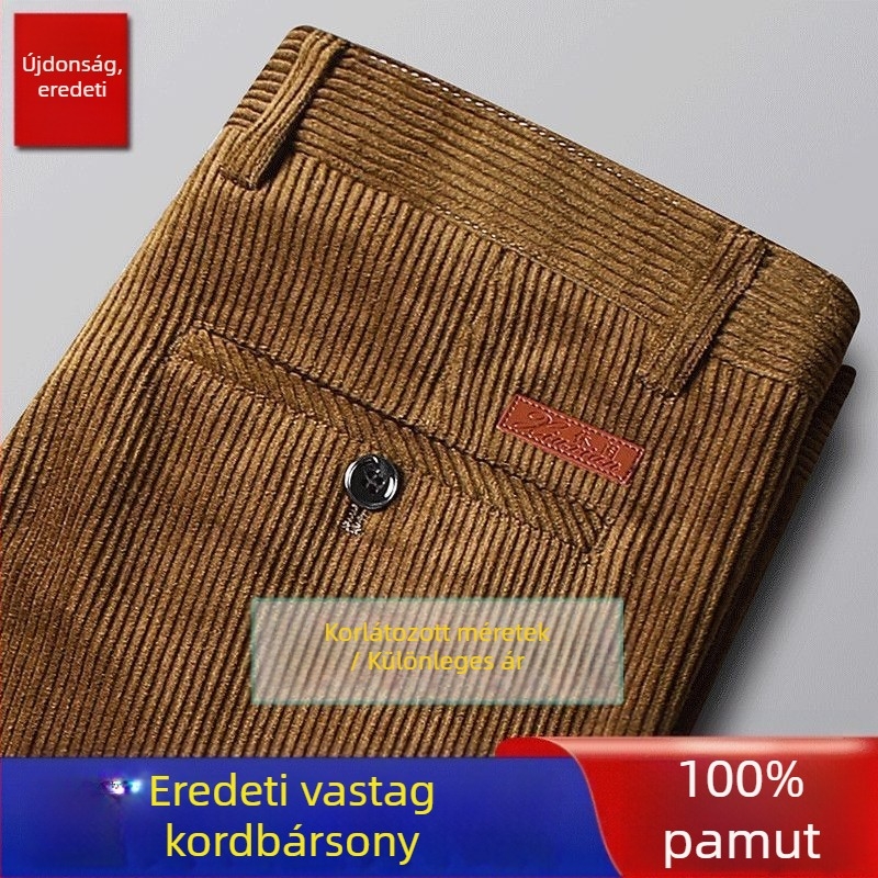 Férfi kordbársony nadrág, egyenes szabású, lazán szabott