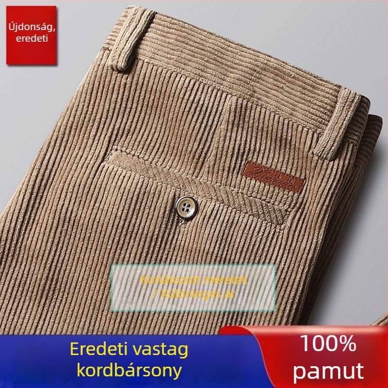 Férfi kordbársony nadrág, egyenes szabású, lazán szabott