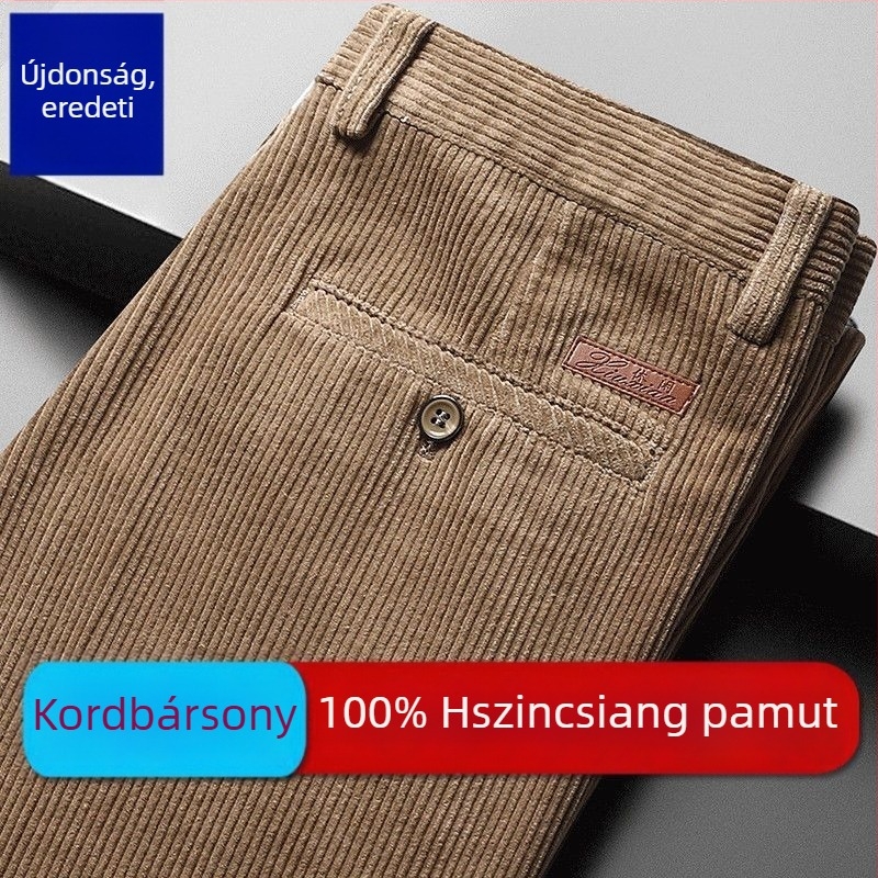 Férfi kordbársony nadrág, egyenes szabású, lazán szabott