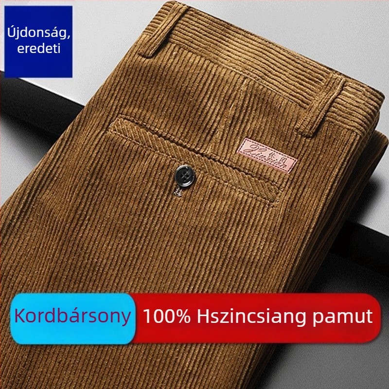Férfi kordbársony nadrág, egyenes szabású, lazán szabott
