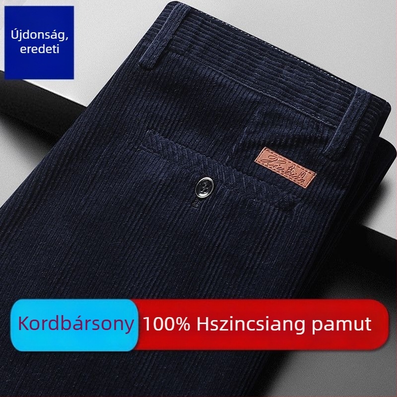 Férfi kordbársony nadrág, egyenes szabású, lazán szabott