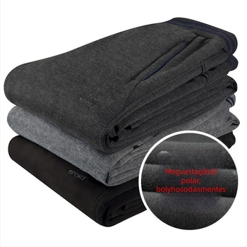 Férfi téli sportnadrág fleece-béléssel, laza szabású, egyenes szárú, derék húzókötővel, középkorú férfiak számára