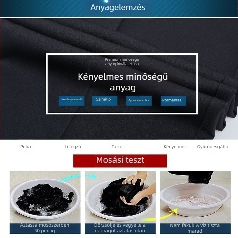 Férfi téli nadrág fleece-béléssel, magas derékkal, egyenes szabású, hétköznapi viselet