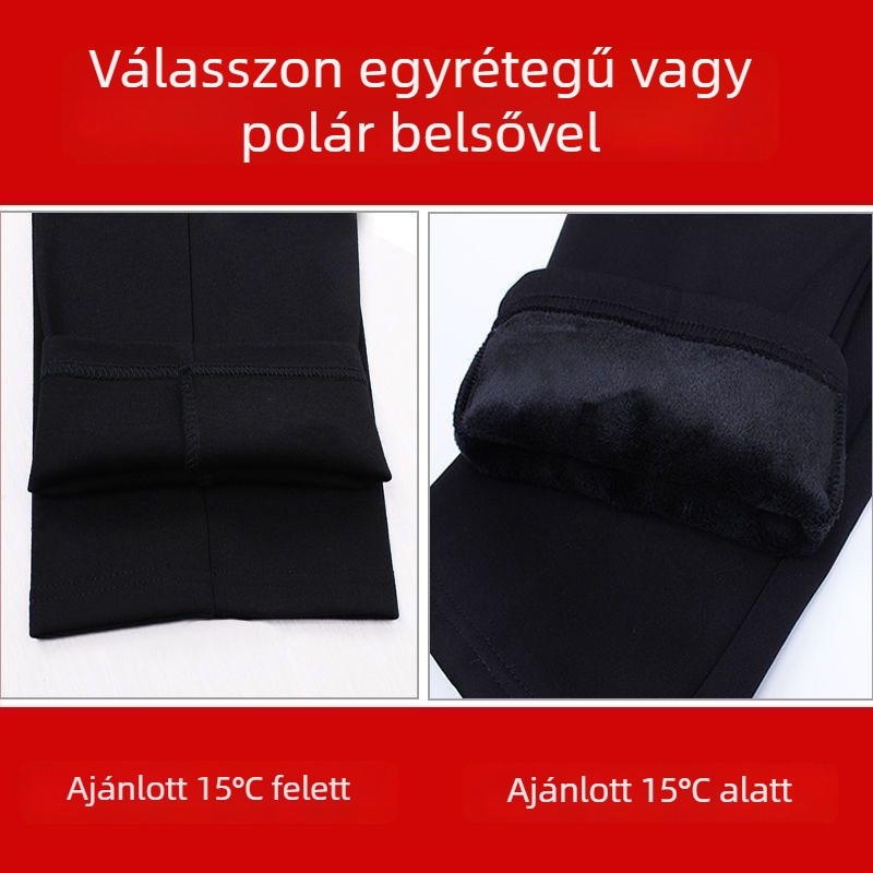 Flízzel bélelt, vastagított nadrág középkorú és idős nők számára, meleg, egyenes szabású, magas derekú, mindennapi laza nadrág
