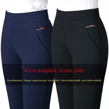 Női nadrág ősz-tél, rugalmas magas derék, egyenes szabás, fleece-béléssel