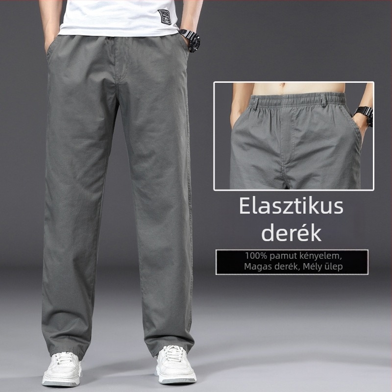 Téli fleece nadrágok, 2025-ös új modell, casual cargo nadrágok, egyszínű, egyenes szabás, meleg, pamut