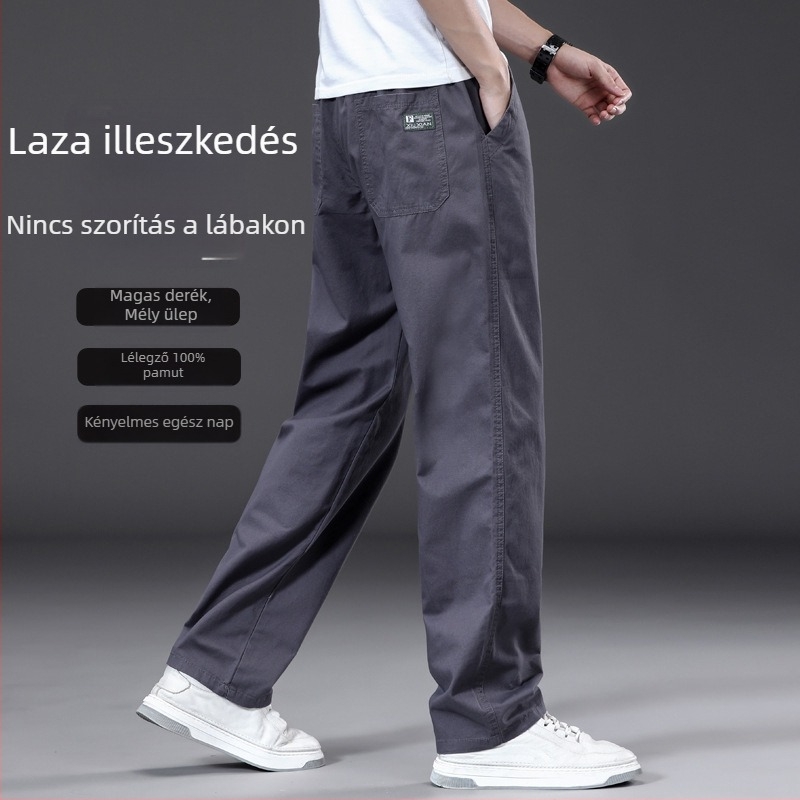 Téli fleece nadrágok, 2025-ös új modell, casual cargo nadrágok, egyszínű, egyenes szabás, meleg, pamut