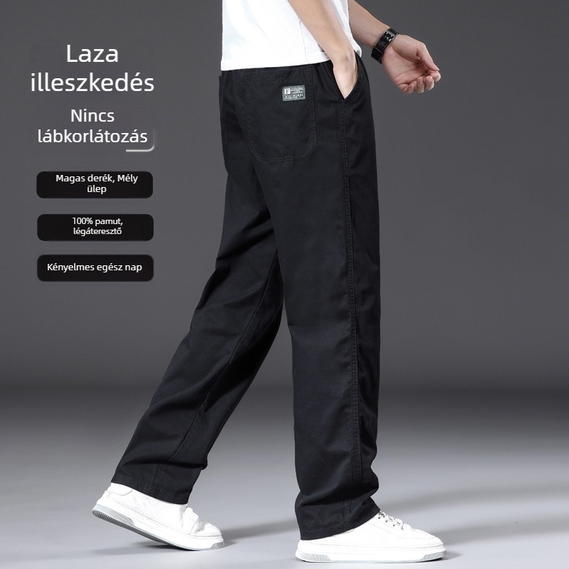 Téli fleece nadrágok, 2025-ös új modell, casual cargo nadrágok, egyszínű, egyenes szabás, meleg, pamut