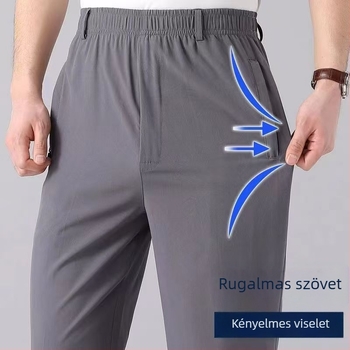 Férfi nyári ice silk sportnadrág, egyenes szabású, vékony, lélegző