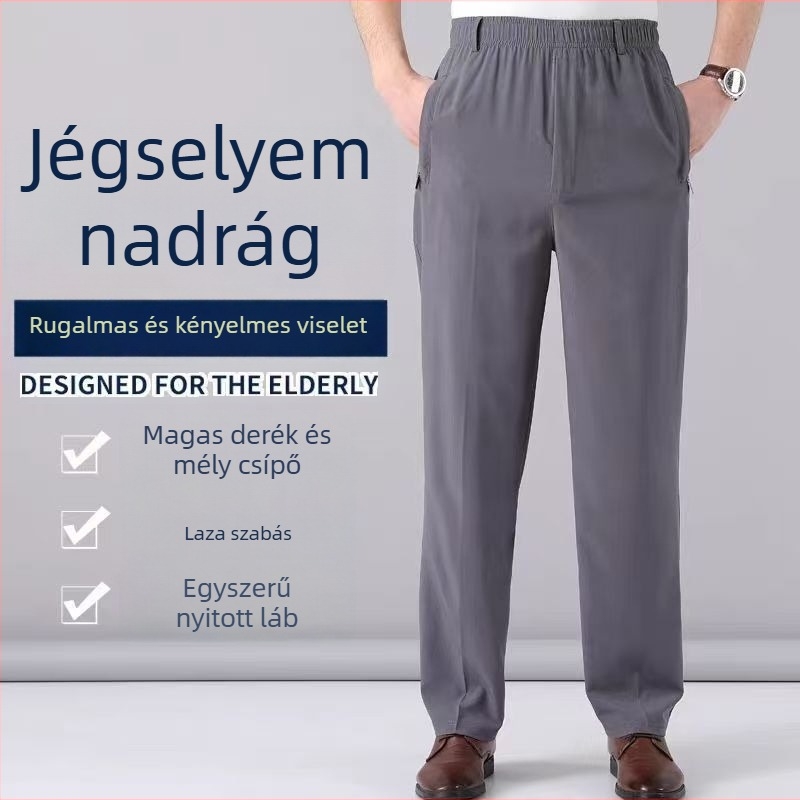 Férfi nyári ice silk sportnadrág, egyenes szabású, vékony, lélegző