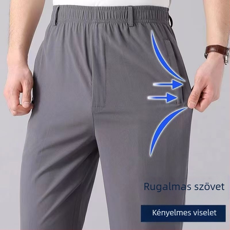 Férfi nyári ice silk sportnadrág, egyenes szabású, vékony, lélegző