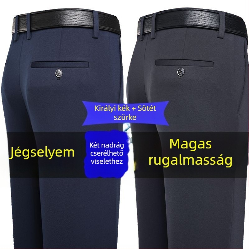 Férfiaknak szóló Casual nadrág Ice Silk négyszeres nyújtással, bambuszrostból készült anyag, laza szabás, egyenes szár, vasalásmentes