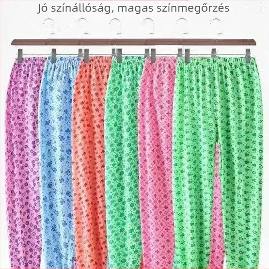 Női virágos pamut hosszú alsóruha, alacsony deréks, poliészter bélés, cropped hossz, lélegző, közepes meleg