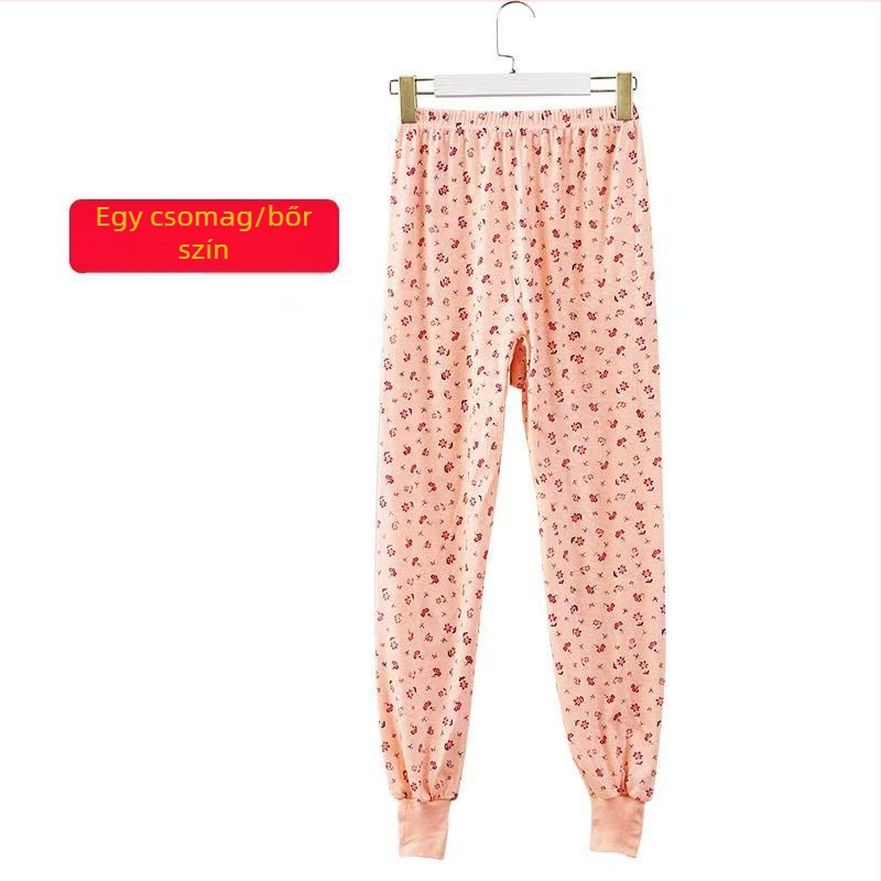 Női virágos pamut hosszú alsóruha, alacsony deréks, poliészter bélés, cropped hossz, lélegző, közepes meleg