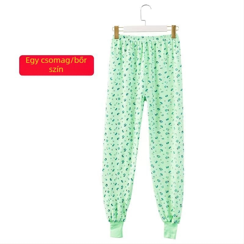 Női virágos pamut hosszú alsóruha, alacsony deréks, poliészter bélés, cropped hossz, lélegző, közepes meleg