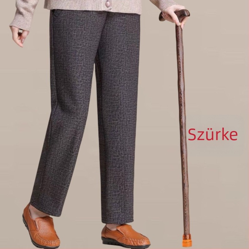 Női magas derekú, fleece-beléssel ellátott, egyenes szabású nadrág, őszi–téli szezonra – casual