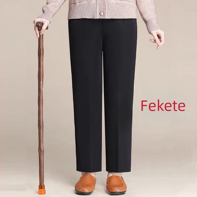 Női magas derekú, fleece-beléssel ellátott, egyenes szabású nadrág, őszi–téli szezonra – casual