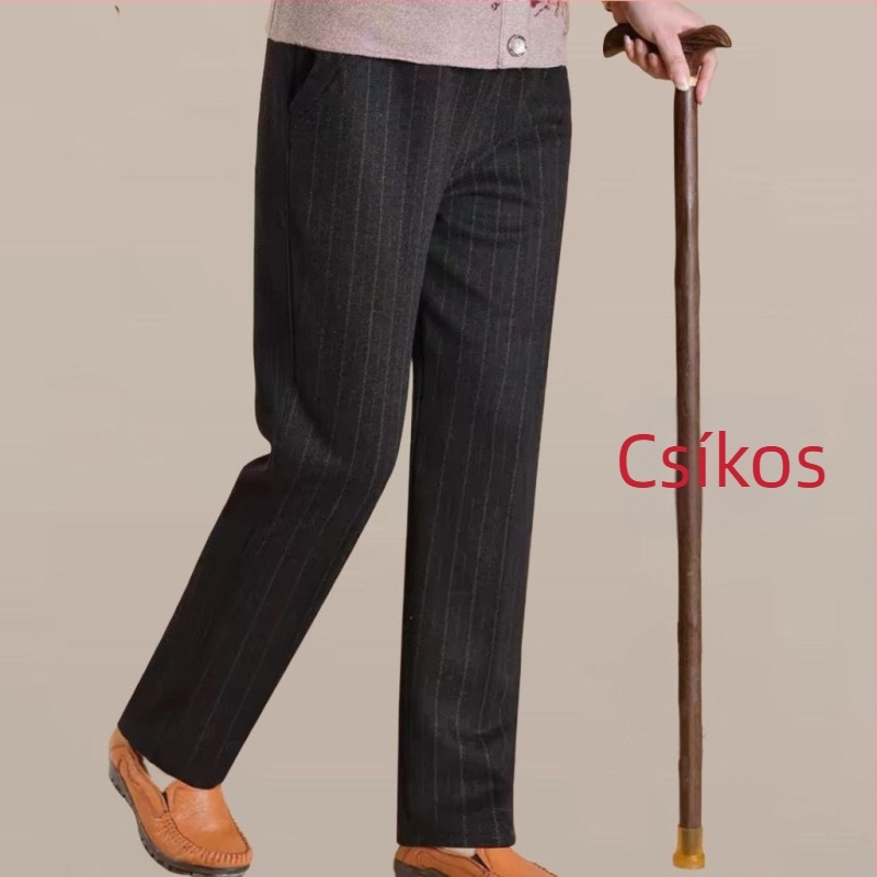 Női magas derekú, fleece-beléssel ellátott, egyenes szabású nadrág, őszi–téli szezonra – casual