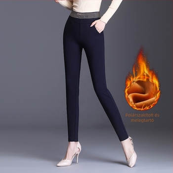 Női ceruza nadrág, poliészter-elasztán keverék, magas derekú, szűk szabás, téli 2022, koreai stílus