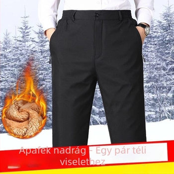 Férfi mindennapi nadrág, egyenes szabású, középső derékvonal, mikro-elasticitás, poliészter, téli viselet
