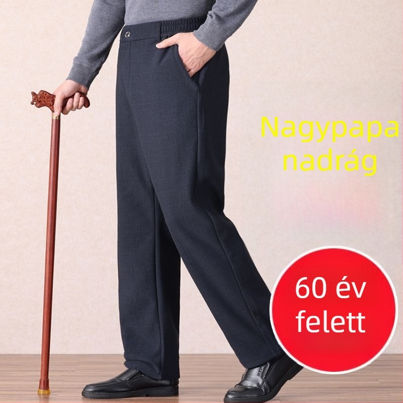 Férfiaknak szóló egyenes szabású casual nadrág, mikro-elasztikus derékkal, bambuszrost-selyem szövet, tavasz