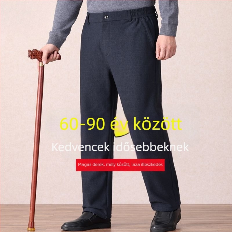 Férfiaknak szóló egyenes szabású casual nadrág, mikro-elasztikus derékkal, bambuszrost-selyem szövet, tavasz