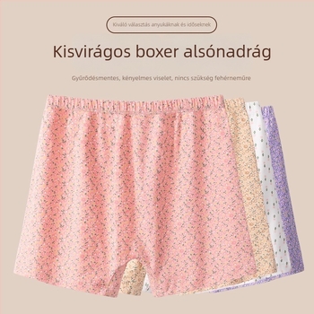 Plusz méretű női pamut fehérnemű, magas derék, szabad szabás, antibakteriális, virágmintás