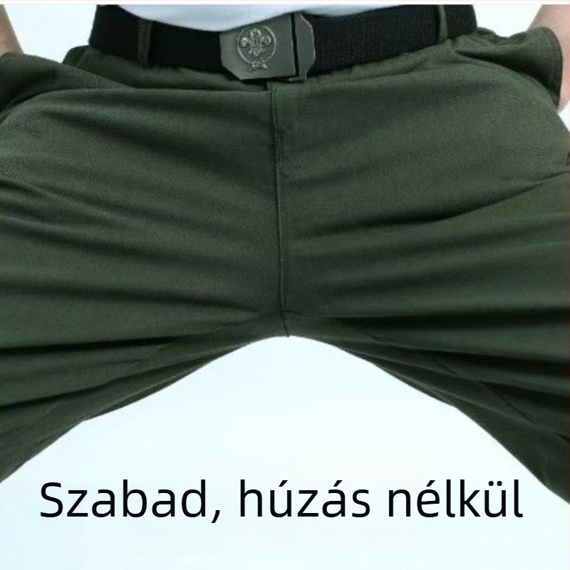 Férfi pamut munkanadrág, kopás- és szennyeződésálló, több zsebbel, laza egyenes szabás
