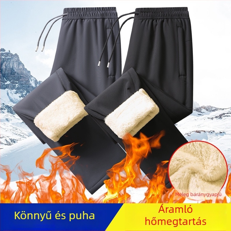 Üzleti casual nadrág, egyenes szabás, fleece bélés, 100% poliészter, zipzár