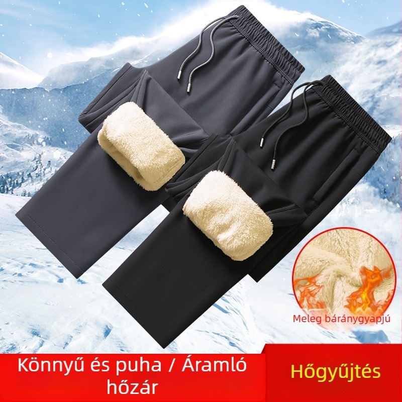 Üzleti casual nadrág, egyenes szabás, fleece bélés, 100% poliészter, zipzár