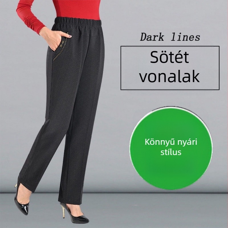 Női egyenes szárú nadrág pamut anyagból, PVC fő anyag, normál vastagság, 2024 tavasz, Diamond/Royal Sister stílus, mindennapi nadrág