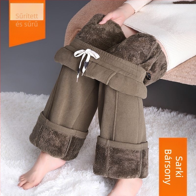 Női széles szabású nadrág fleece béléssel, őszi-téli szezonra, egyenes szabású, meleg