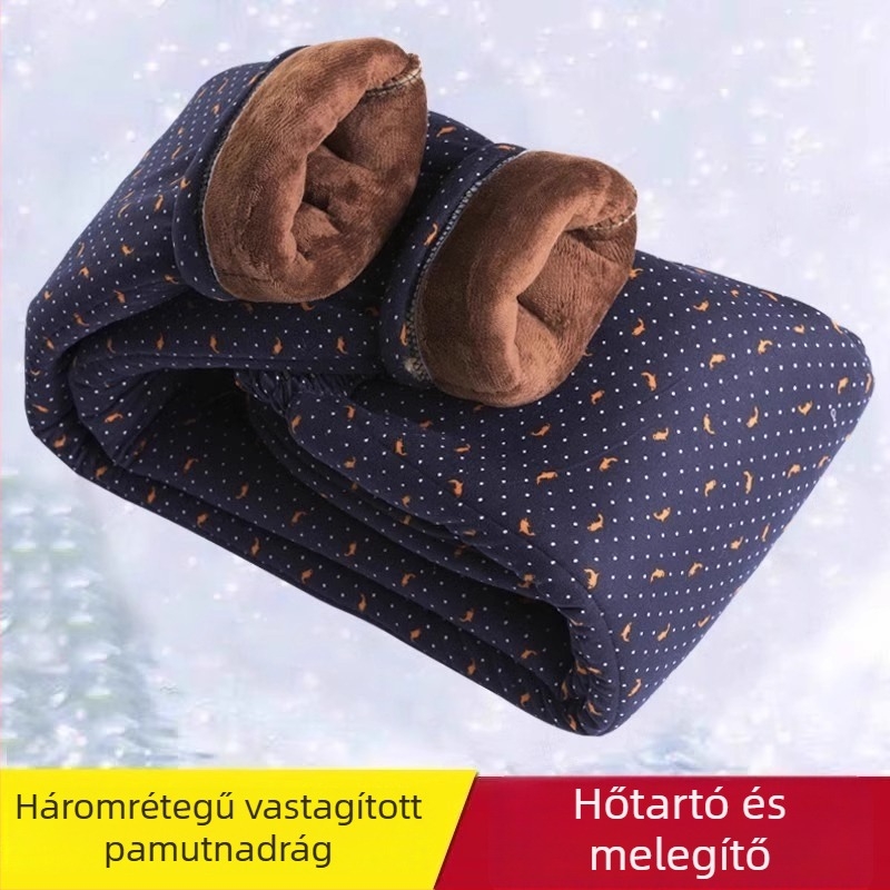 Női laza szabású nadrág, vastag téli poliészter anyag, téli 2025 szezon, >95% poliészter