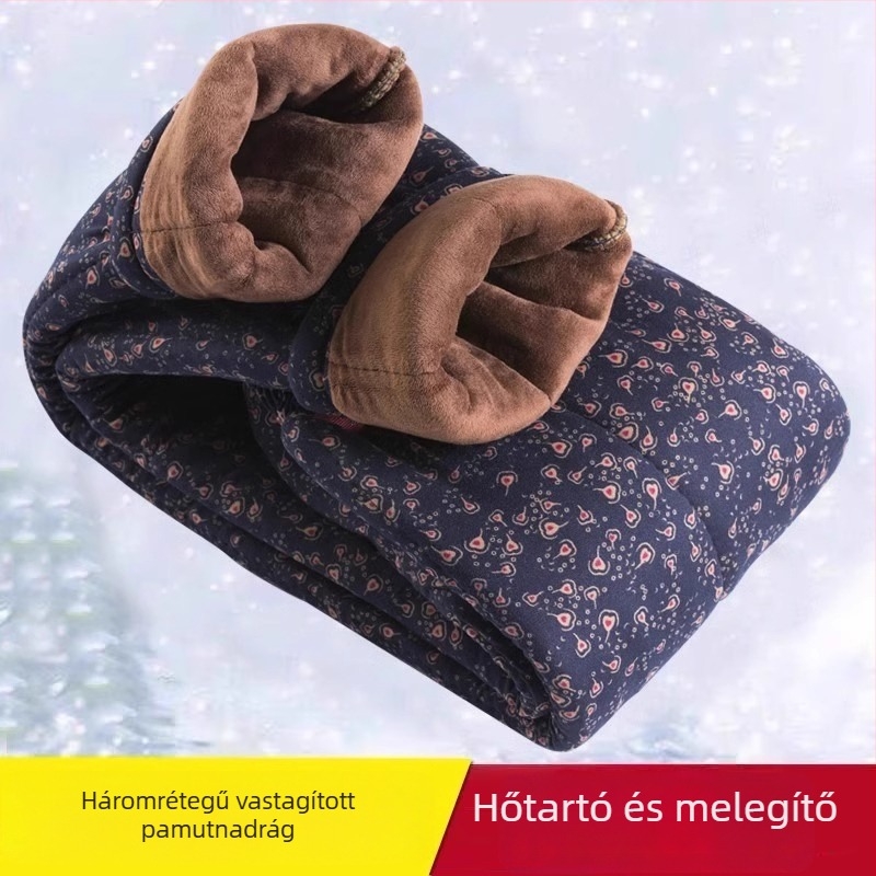 Női laza szabású nadrág, vastag téli poliészter anyag, téli 2025 szezon, >95% poliészter