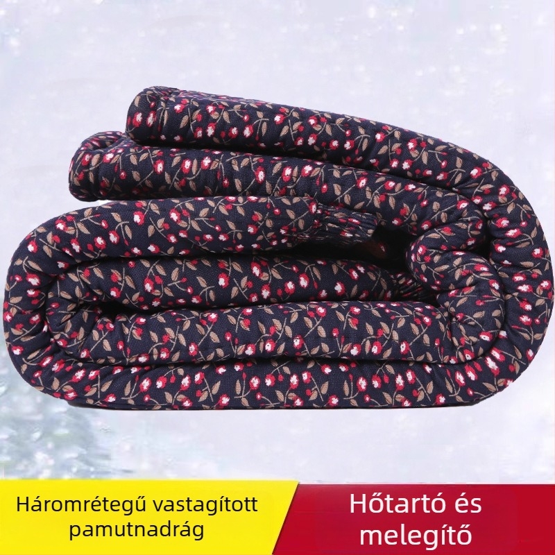 Női laza szabású nadrág, vastag téli poliészter anyag, téli 2025 szezon, >95% poliészter