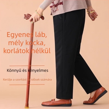 Téli női nadrág fleece-béléssel, laza szabás, idős nőknek, kültéri viselethez