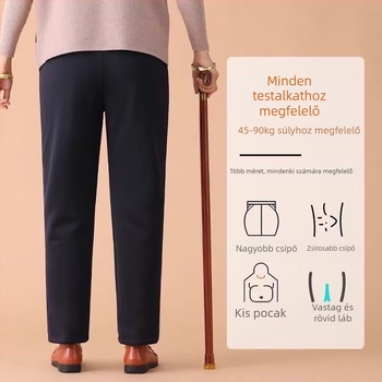 Téli női nadrág fleece-béléssel, laza szabás, idős nőknek, kültéri viselethez