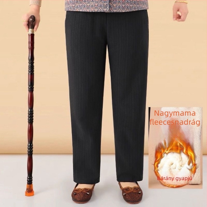 Téli női nadrág fleece-béléssel, laza szabás, idős nőknek, kültéri viselethez