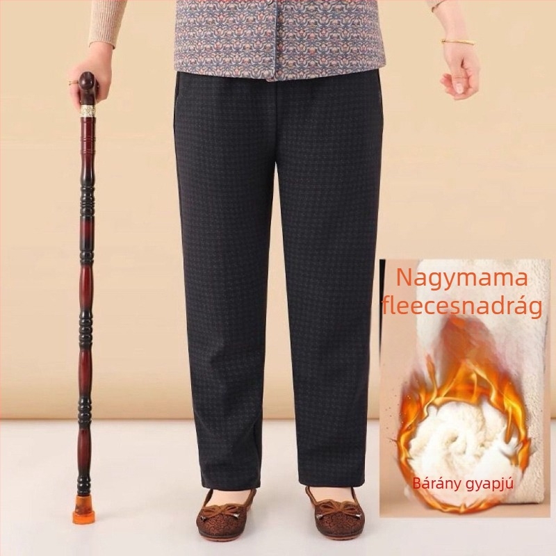 Téli női nadrág fleece-béléssel, laza szabás, idős nőknek, kültéri viselethez