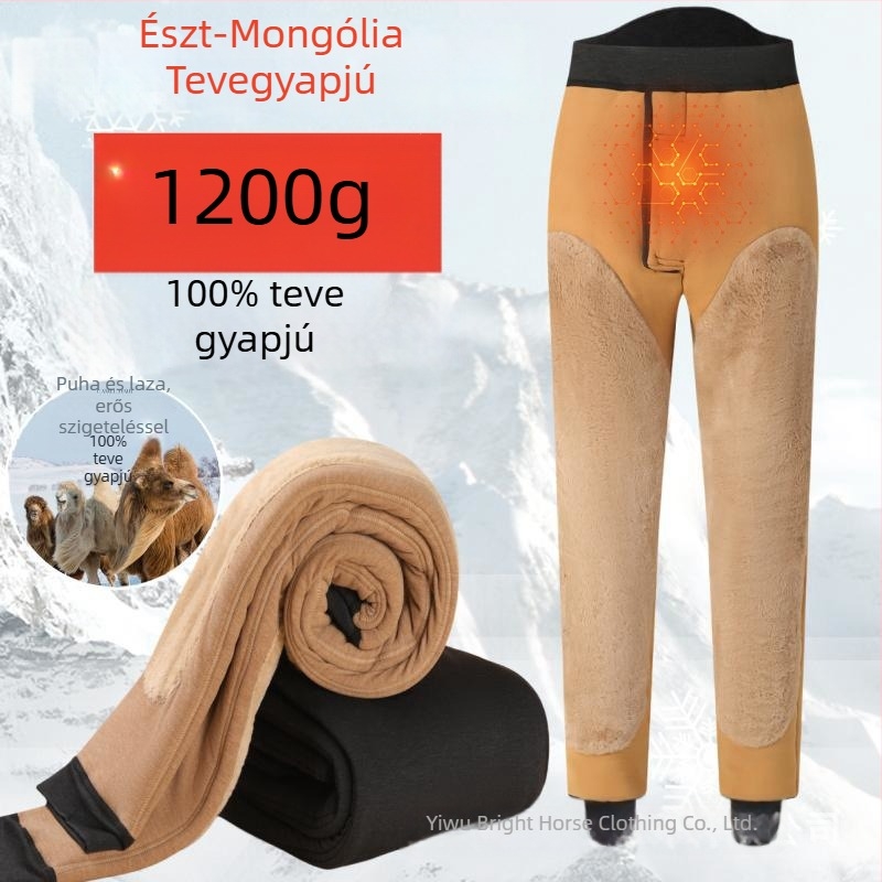 Férfiak számára kényelmes sportos nadrág (100% teve szőr, vastag anyag, magas rugalmasság, magas derék, egyenes szabás)