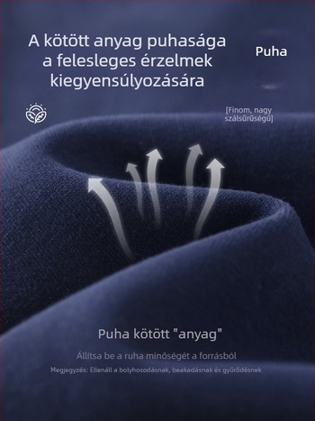 Női magas derekú, széles lábú nadrág sötétkék színben, háromnegyedes hossz, mindennapi egyenes fazon