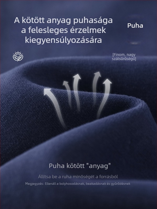 Női magas derekú, széles lábú nadrág sötétkék színben, háromnegyedes hossz, mindennapi egyenes fazon