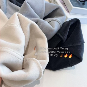 Női téli nadrág fleece bélésű, vastag, egyenes szabású, casual, gyapjú szövésből, 2024 tél