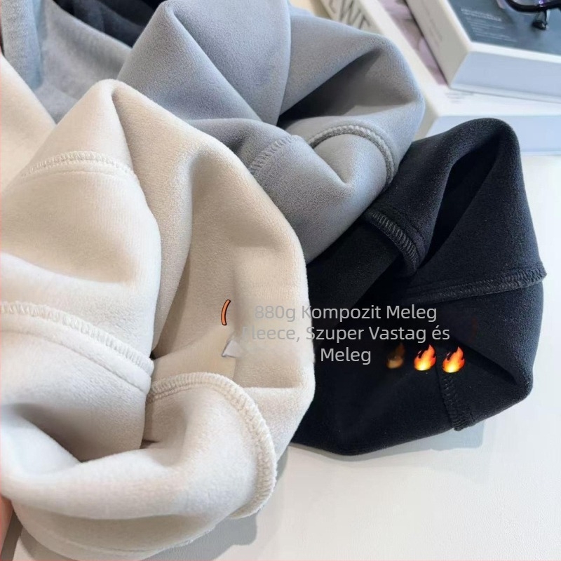 Női téli nadrág fleece bélésű, vastag, egyenes szabású, casual, gyapjú szövésből, 2024 tél