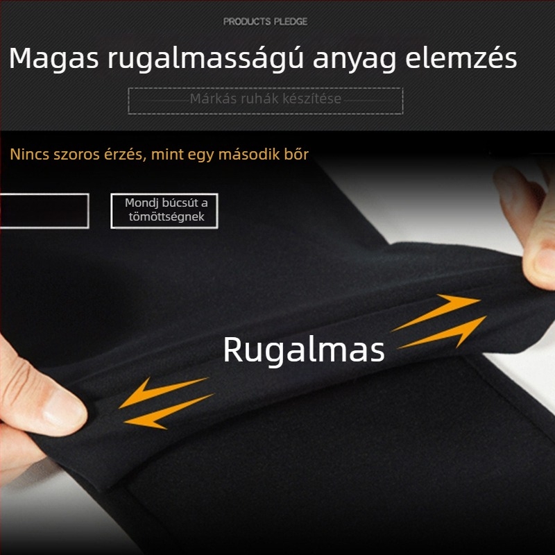 Férfi üzleti casual egyenes szabású nadrág, középtalpas derék, 94% poliészter elasztikus szövet, cipzáras zárás