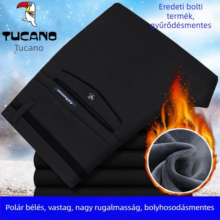 Woodpecker téli nadrág fleece-béléses, vastag, kényelmes, férfiaknak egyenes szabású, kültéri viselethez
