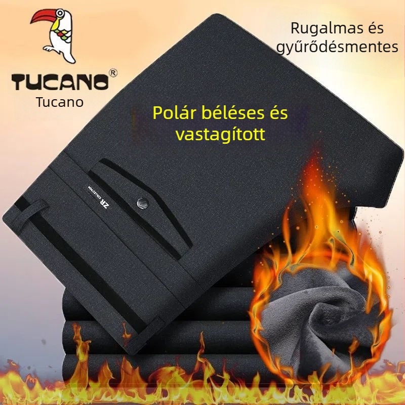 Woodpecker téli nadrág fleece-béléses, vastag, kényelmes, férfiaknak egyenes szabású, kültéri viselethez