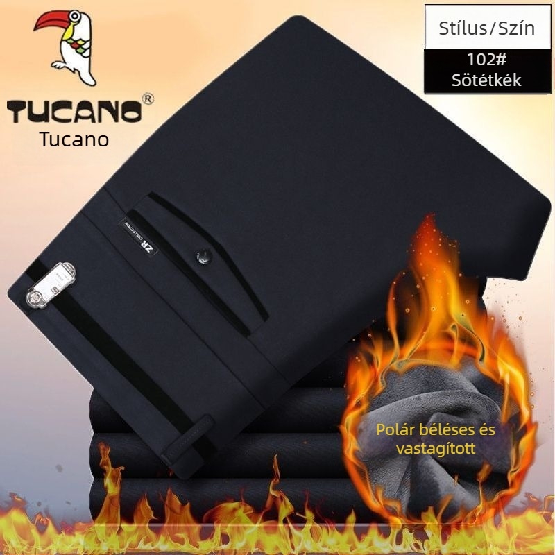 Woodpecker téli nadrág fleece-béléses, vastag, kényelmes, férfiaknak egyenes szabású, kültéri viselethez