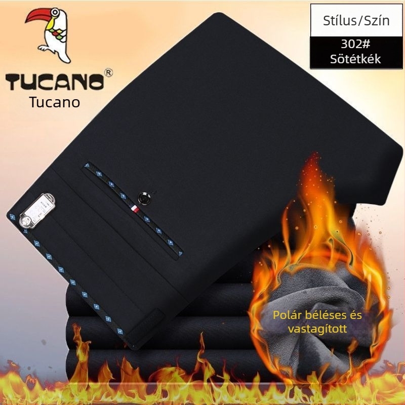 Woodpecker téli nadrág fleece-béléses, vastag, kényelmes, férfiaknak egyenes szabású, kültéri viselethez